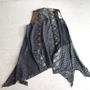 Ahni Womens Sweater 1 Black  Open Front Cardigan Perforated Lace Chinoiserie